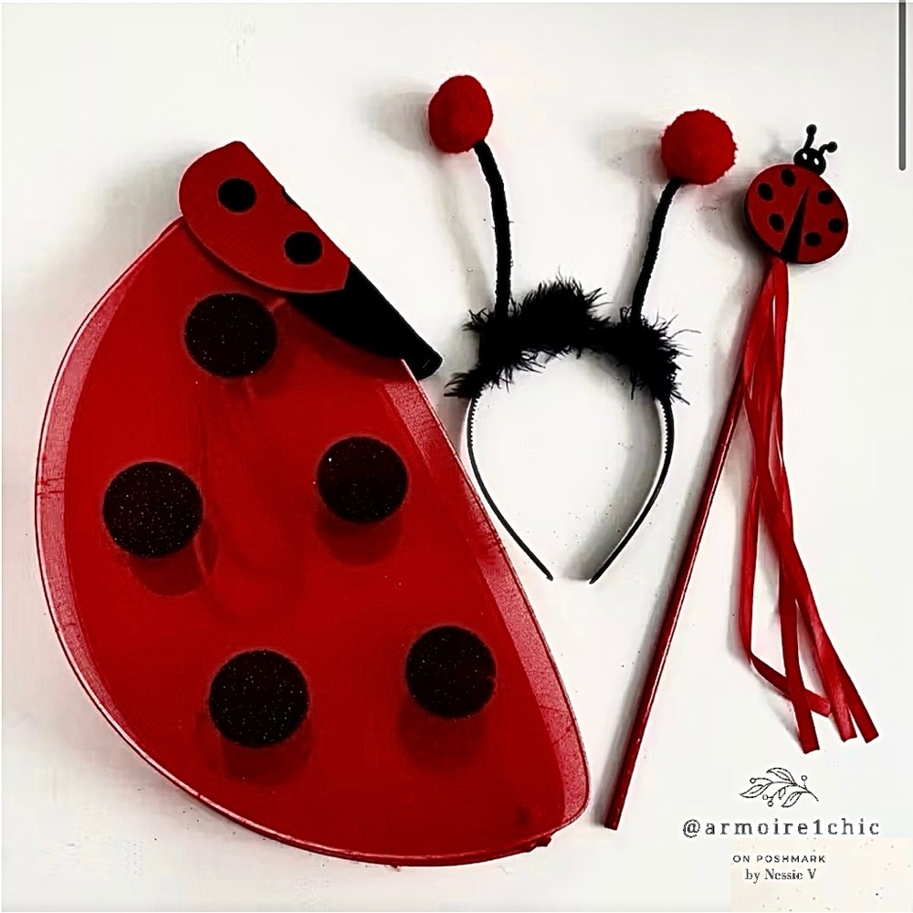 LADYBUG | Costume Set with Wings Headband and Wand | Kids or Adult Size OS - Picture 4 of 15
